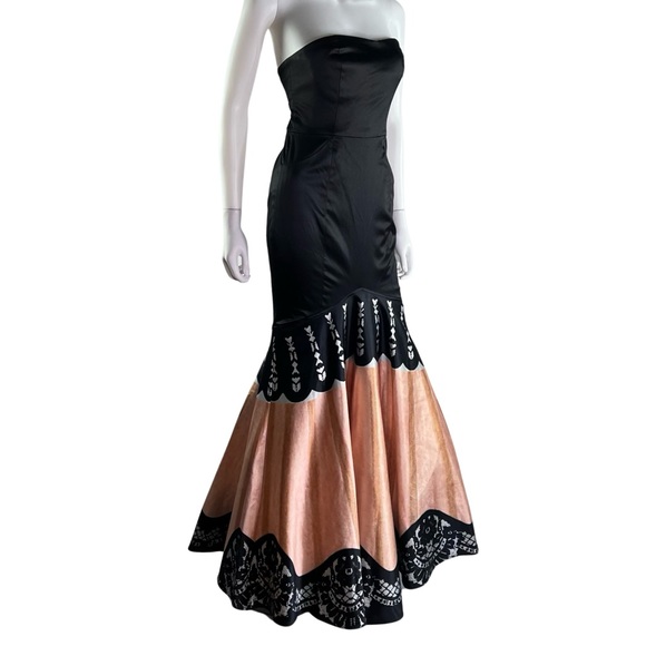 Temperley LONDON Strapless Lace Printed Silk Mermaid Formal Gown Black Tie Gala - Picture 5 of 11